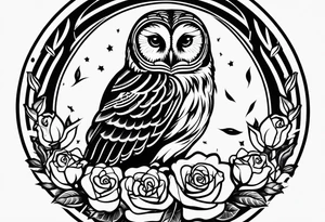 Barred owl and a rose tattoo idea