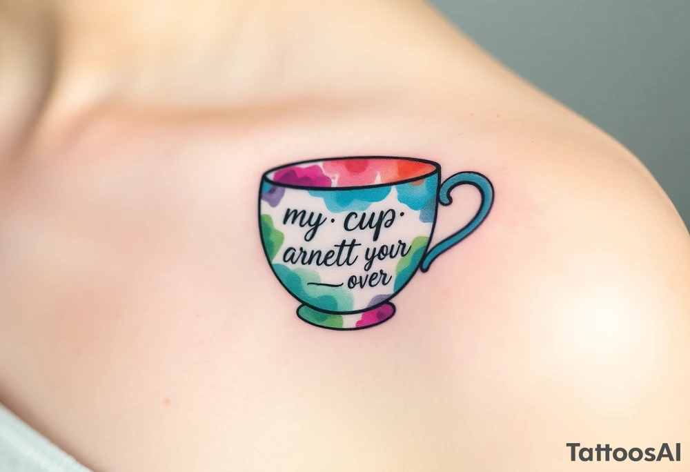 A teacup representing "my cup runneth over" with love tattoo idea