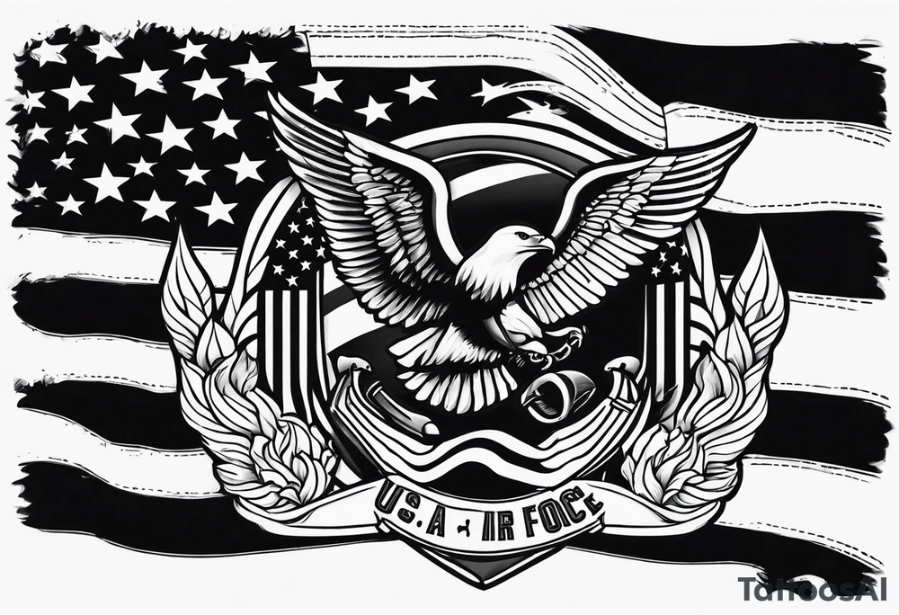 American flag and U.S. Air Force tattoo idea