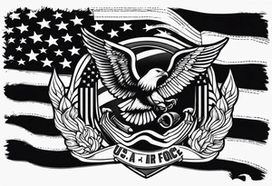 American flag and U.S. Air Force tattoo idea