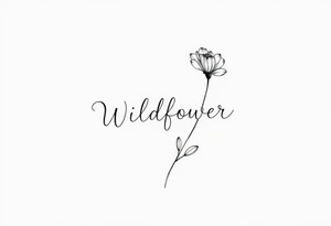Wildflower written in stem of a flower tattoo idea