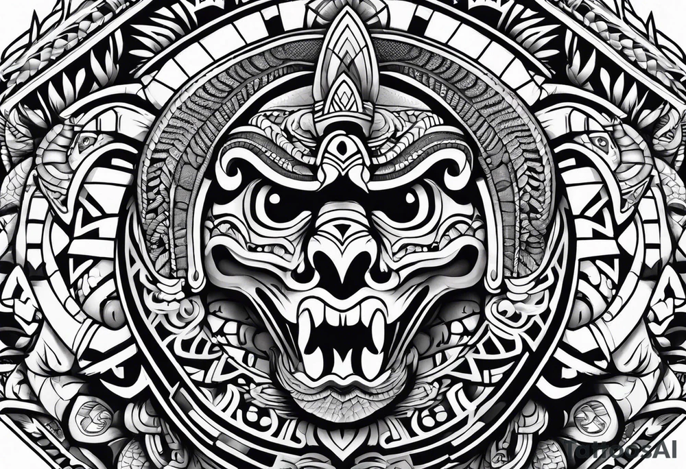 aztec snake sleeve tattoo idea