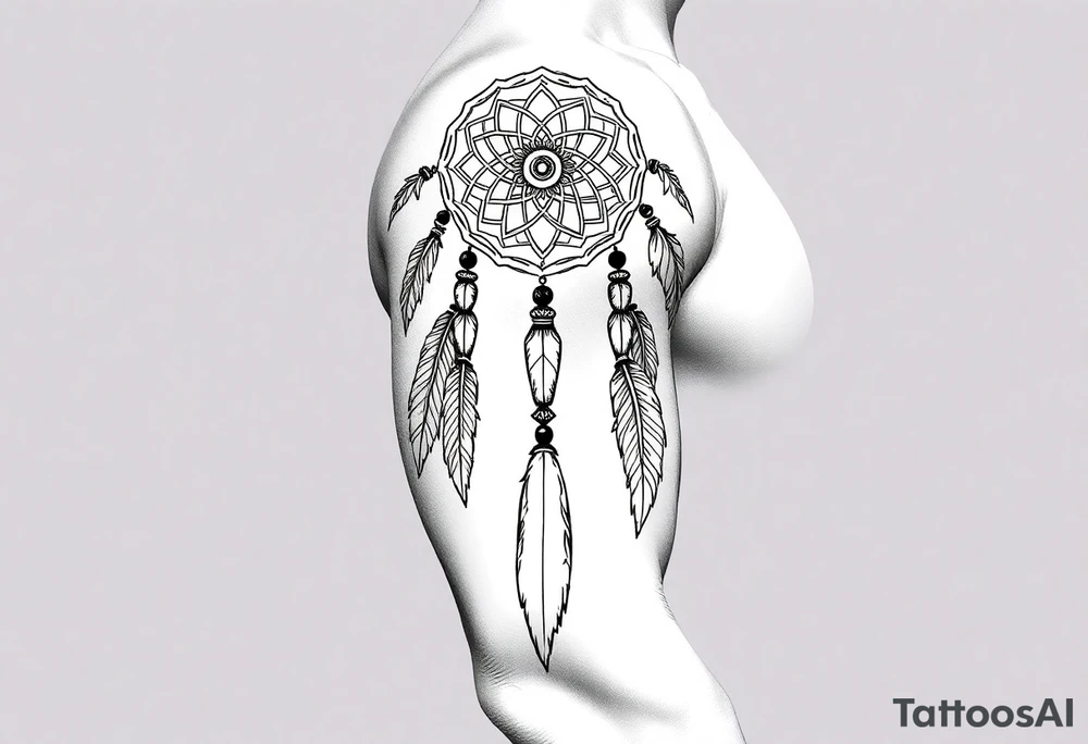 native dreamcatcher with flowing feathers and sacred beads tattoo idea native dreamcatcher with flowing feathers and sacred beads tattoo idea