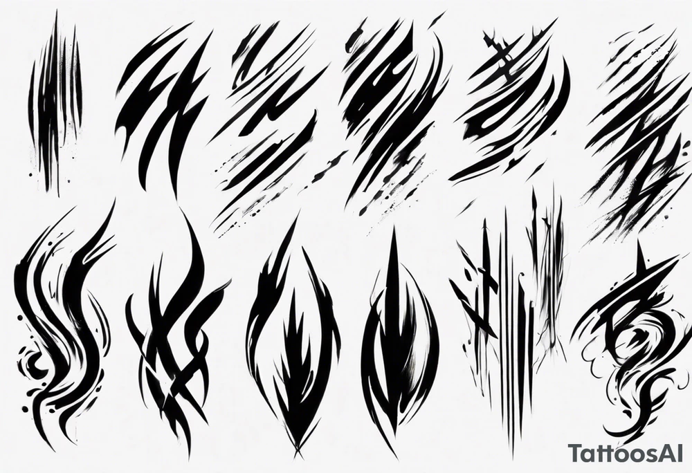 A lot of Brush stroke lines tattoo idea