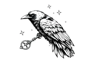 a raven,key,stars. tattoo idea