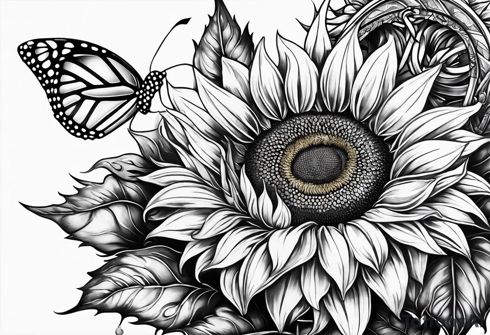 Sunflower and horseshoe tattoo idea
