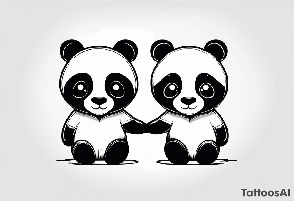 Cute pandas embracing or holding hands. tattoo idea