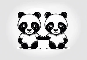 Cute pandas embracing or holding hands. tattoo idea