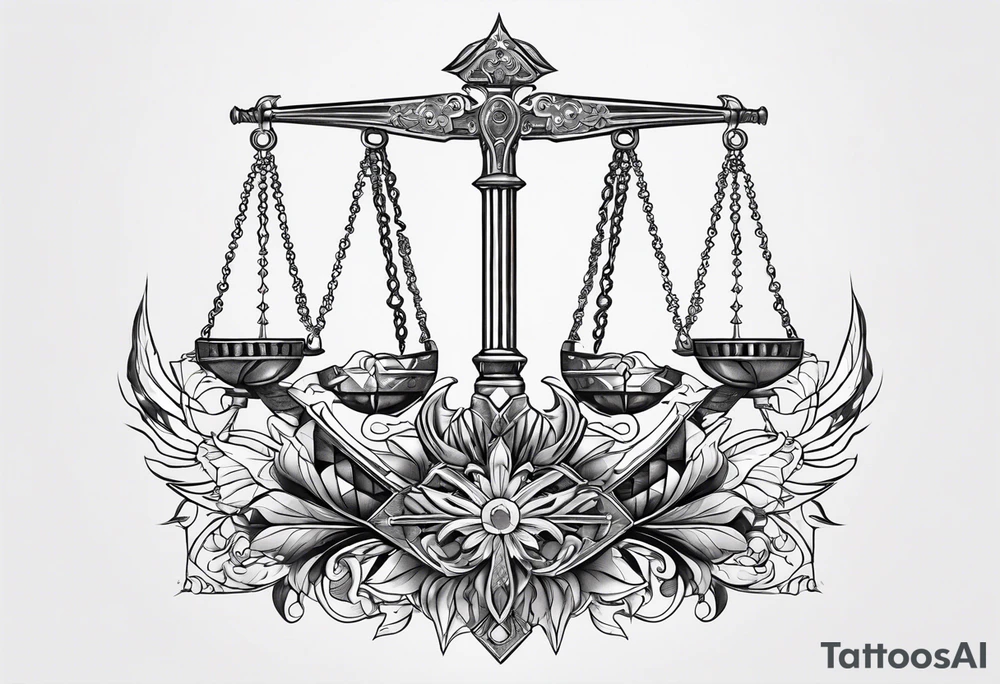 Sword with Libra scales,  cybersigilism, tattoo idea