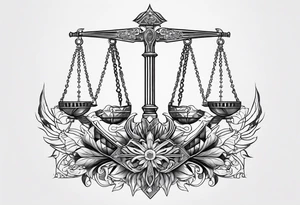 Sword with Libra scales,  cybersigilism, tattoo idea