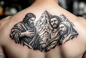 Moses is holding on the mountain the ten commandements tattoo idea