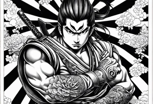 Kuniyoshi: Warrior Inaue Daikuro Masatada with Hand Cannon Sleeve tattoo idea