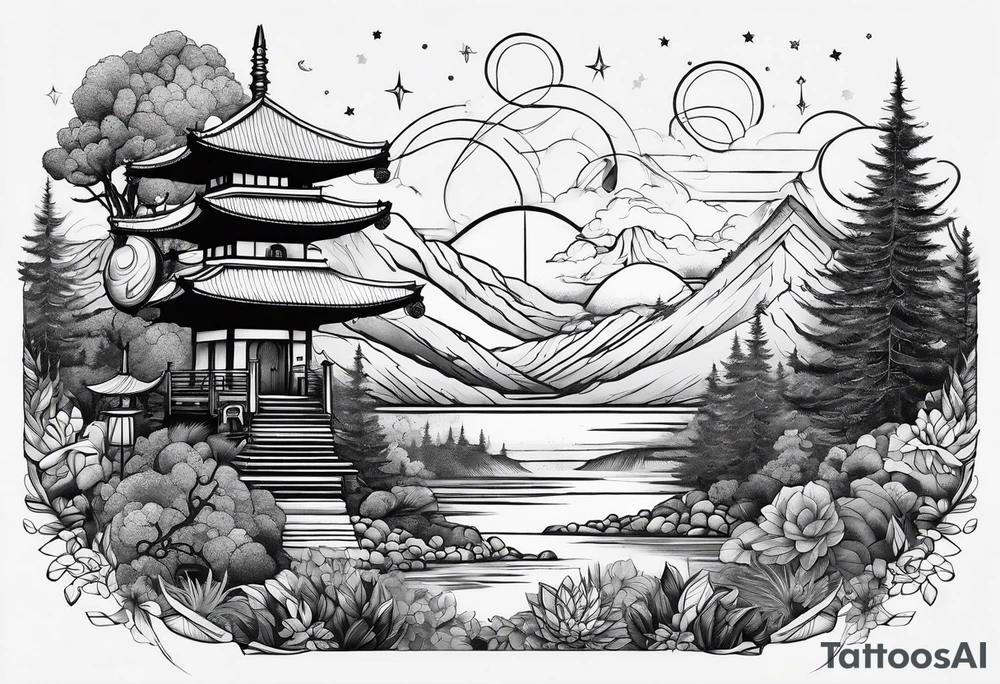 straight line, space, nature tattoo idea