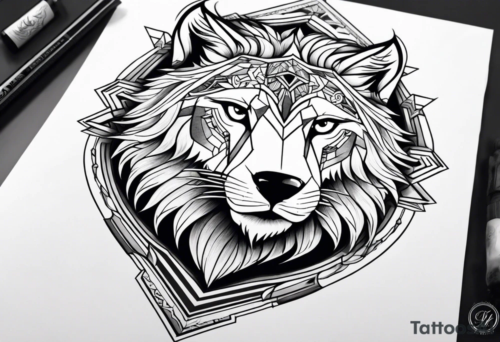Wolf and lion tattoo idea