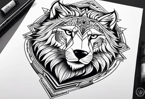 Wolf and lion tattoo idea