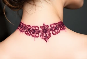 A deep burgundy lace bracelet, softly fading into a watercolor effect, symbolizing love and passion tattoo idea