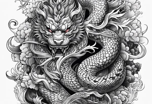 Japanese-style tattoo with snake demons tattoo idea