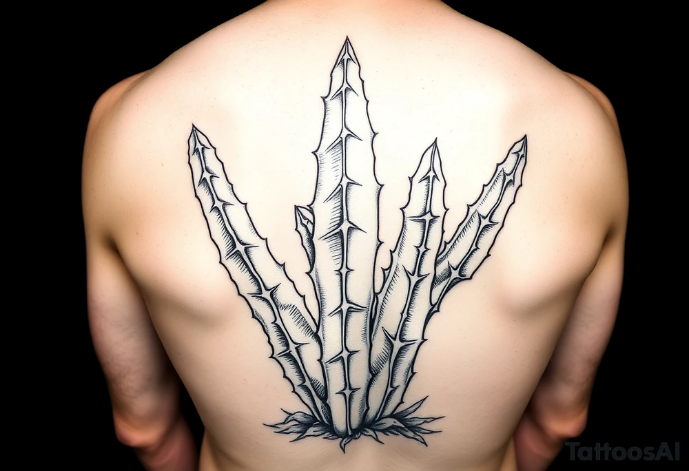 cactus large line tattoo idea