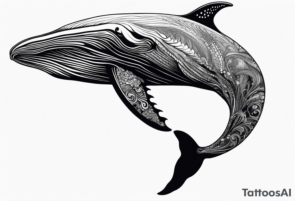 Humpback whale tail sticking out of ocean tattoo idea