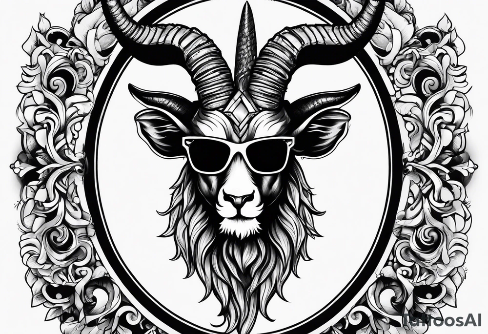 capricorn with sunglasses and gun tattoo idea