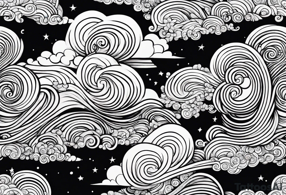 swirly clouds, swirls, minimalist, smooth tattoo idea