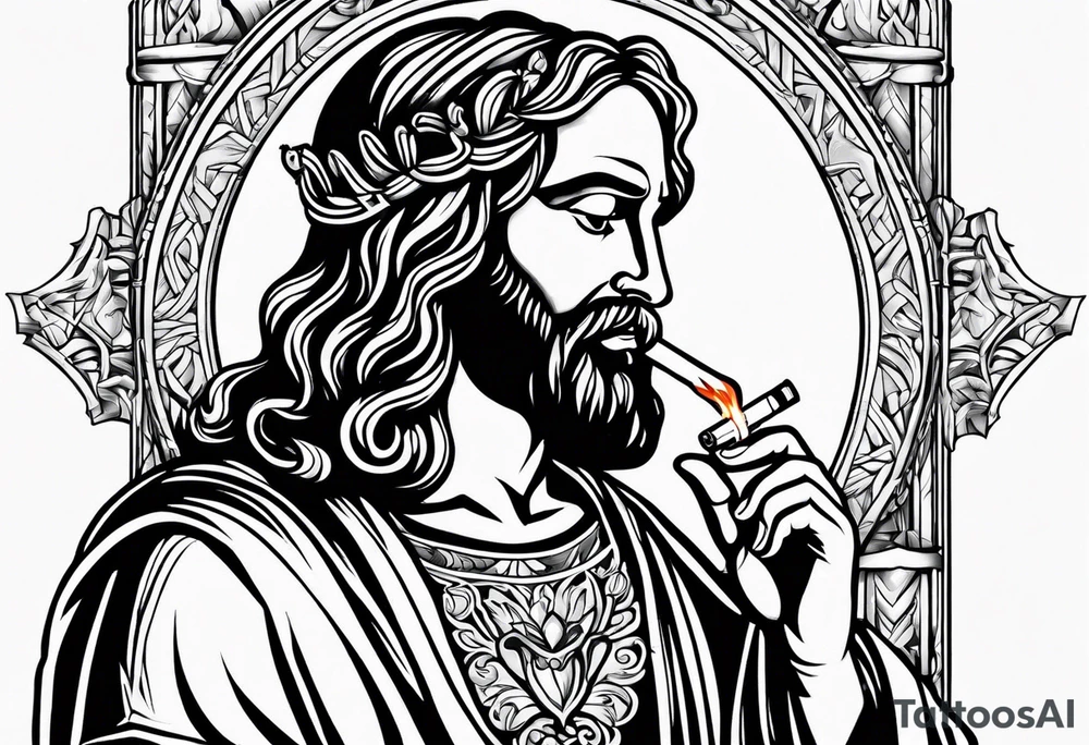 jesus smoking cigarette tattoo idea