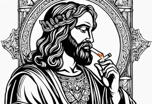 jesus smoking cigarette tattoo idea