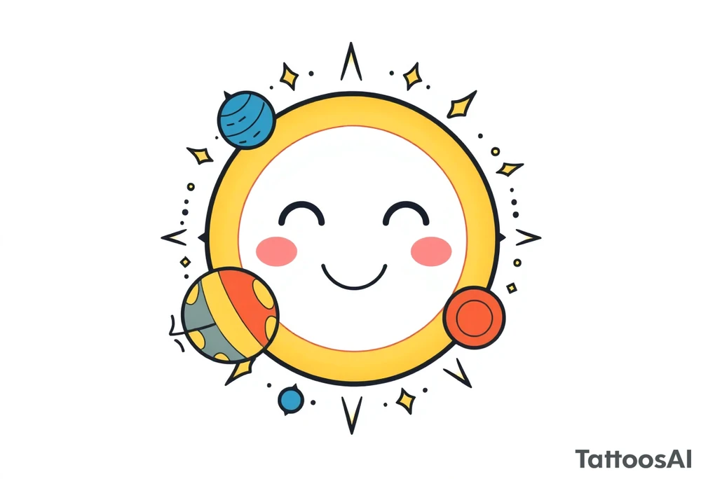 Smiley Cute solar system tattoo idea