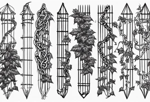 chain link fence with pointy ivy tattoo idea