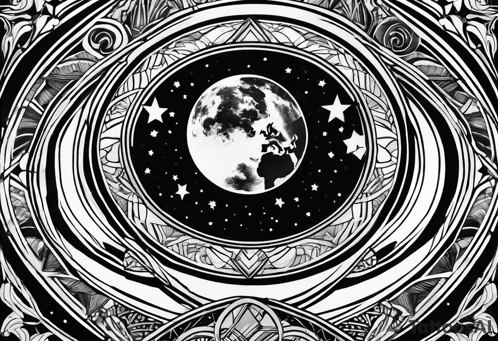 Wrist tattoo as a bracelet and inside of this bracelet there are galax, stars, planets tattoo idea