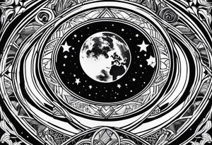Wrist tattoo as a bracelet and inside of this bracelet there are galax, stars, planets tattoo idea