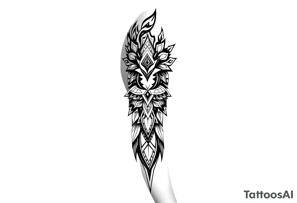 bold line shaman and indian style tattoo idea