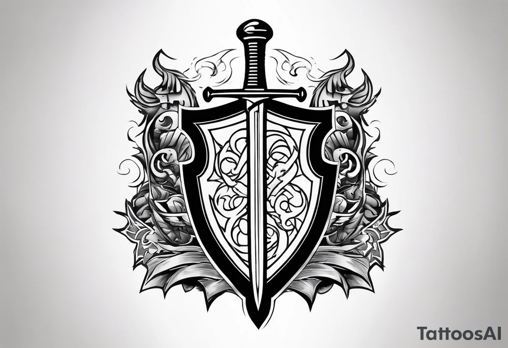 Valhalla sheild sword stairs tattoo idea