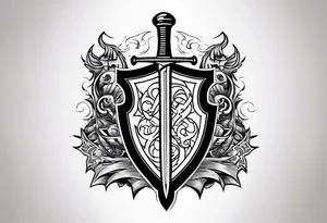 Valhalla sheild sword stairs tattoo idea