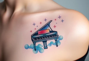 dreamy piano under the stars tattoo idea