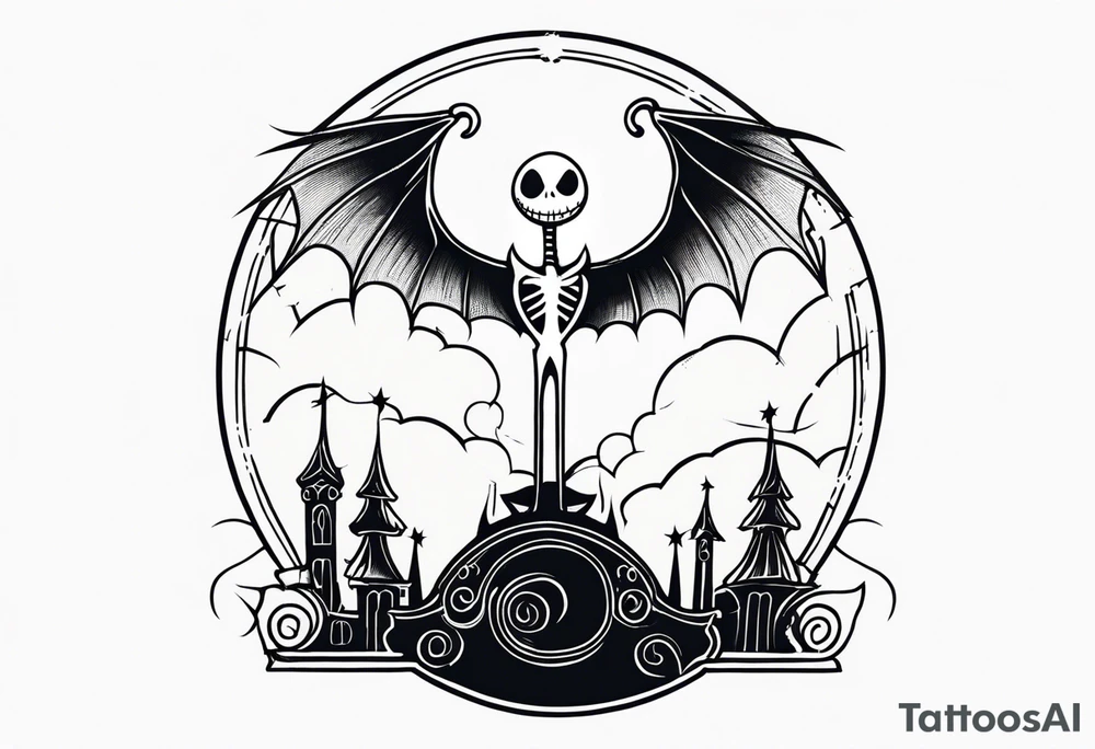 Nightmare before Christmas  statue with wings tattoo idea