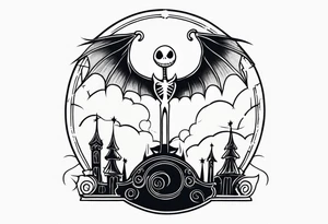 Nightmare before Christmas  statue with wings tattoo idea