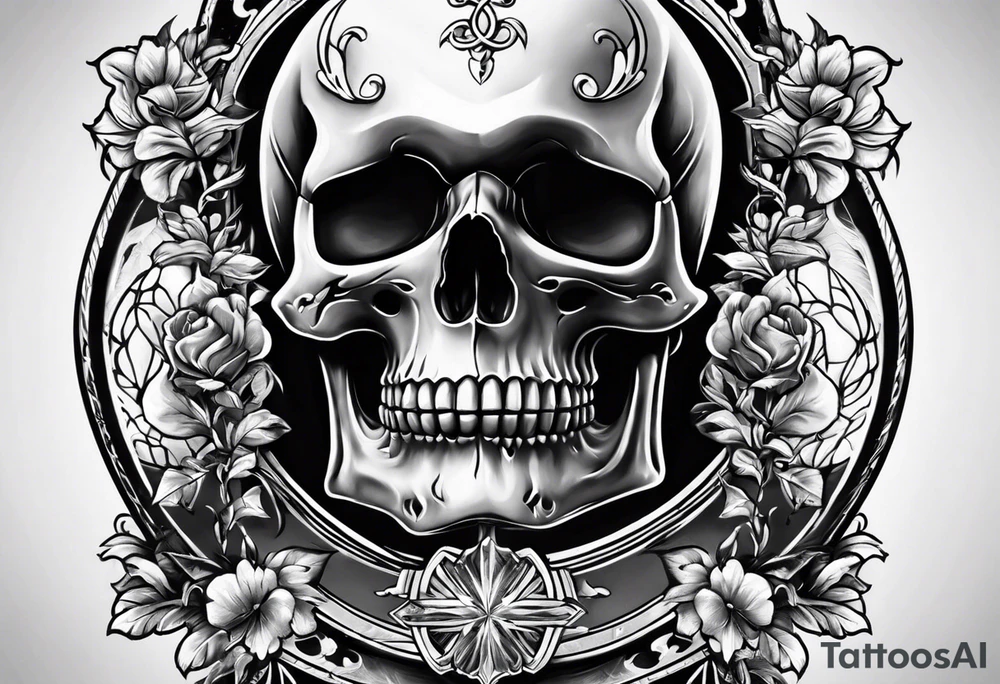Hour glass skull on bottom tattoo idea