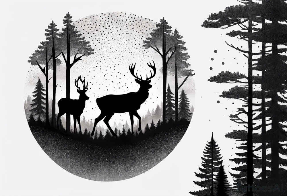 deer forest tattoo idea
