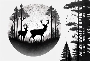 deer forest tattoo idea