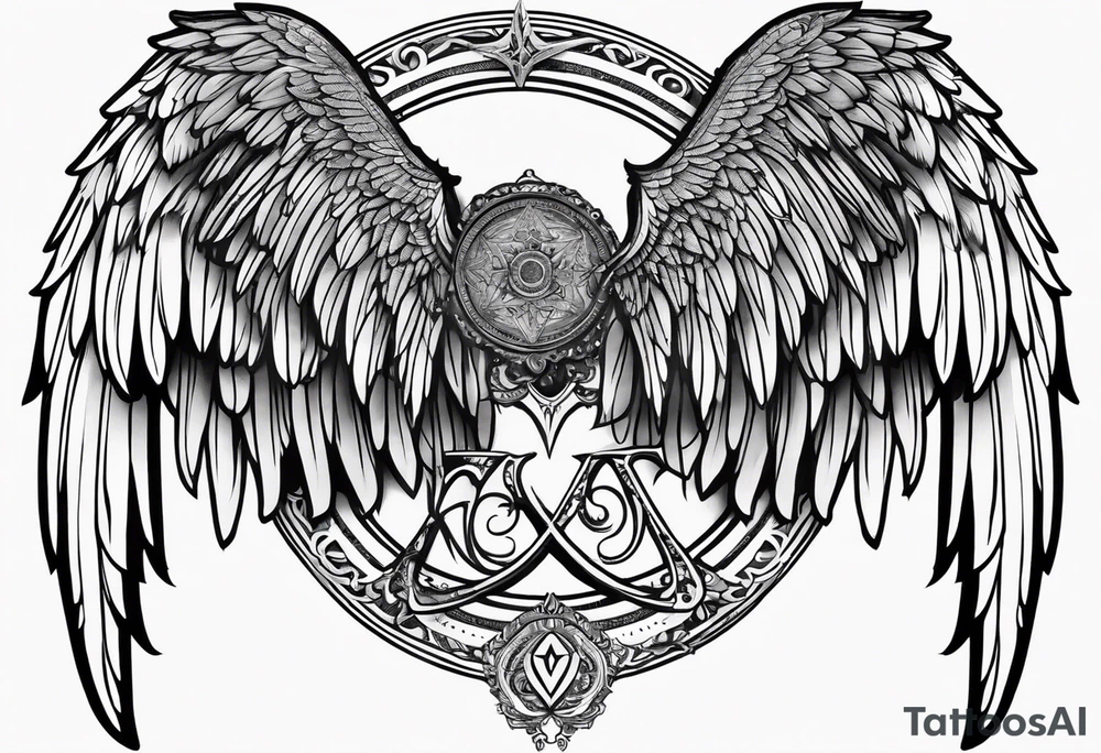 Angel Wings with the word Glenn in between tattoo idea Angel Wings with the word Glenn in between tattoo idea