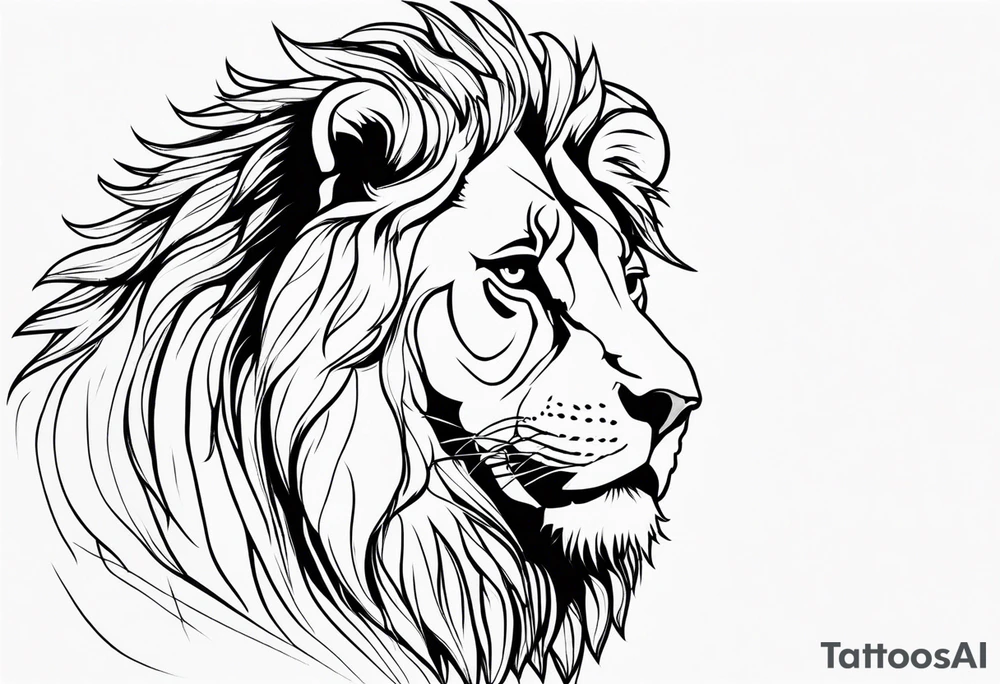 powerful majestic lion, close-up tattoo idea