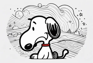 fine line snoopy on the phone tattoo idea