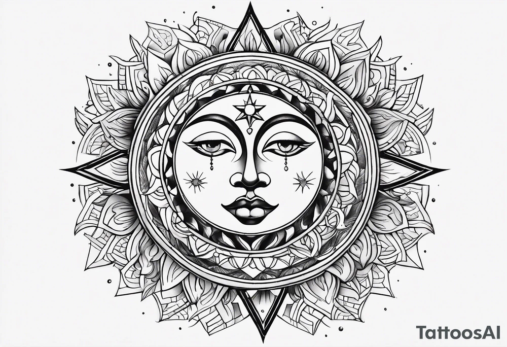Sun and moon tattoo idea