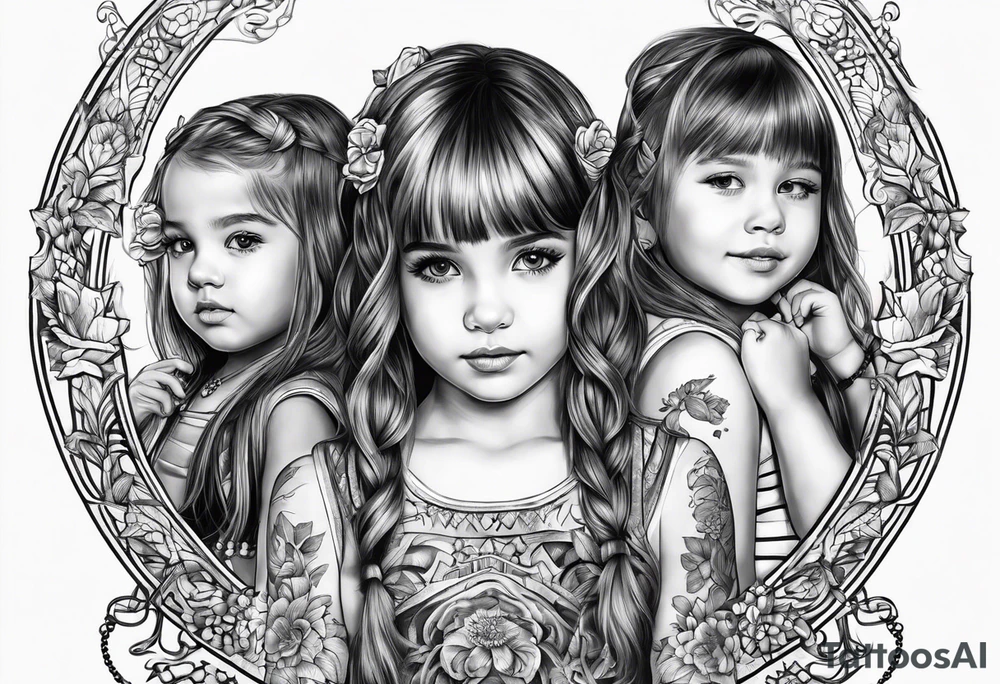 3 little Girls playing tattoo idea