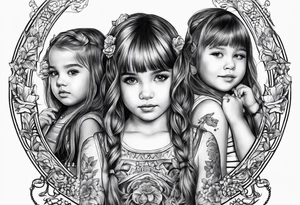 3 little Girls playing tattoo idea