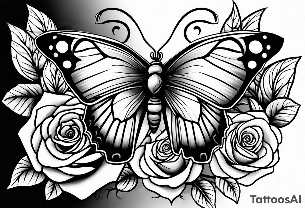 Butterfly roses tattoo idea