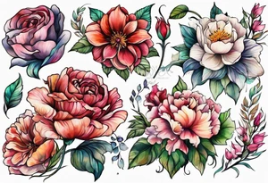 Flowers around the name Kieanna tattoo idea
