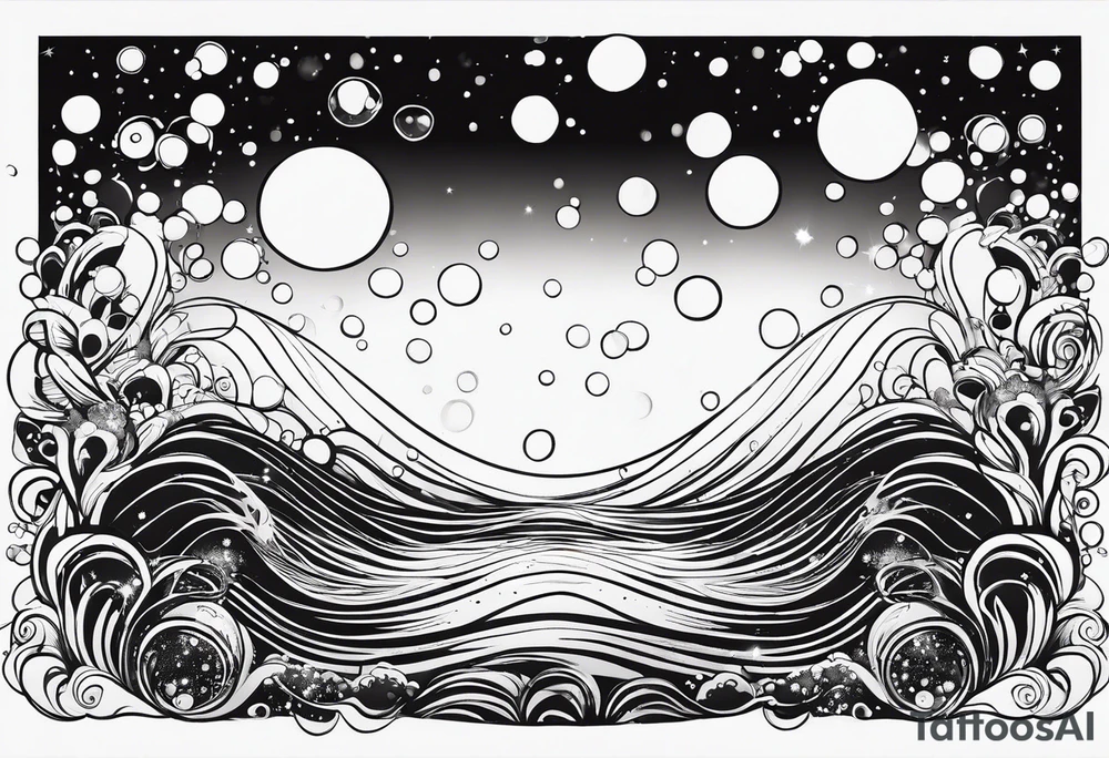 Draw me some magical really simple underwater bubbles and simple stars tattoo idea