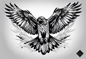 Hawk flying down on forearm tattoo idea